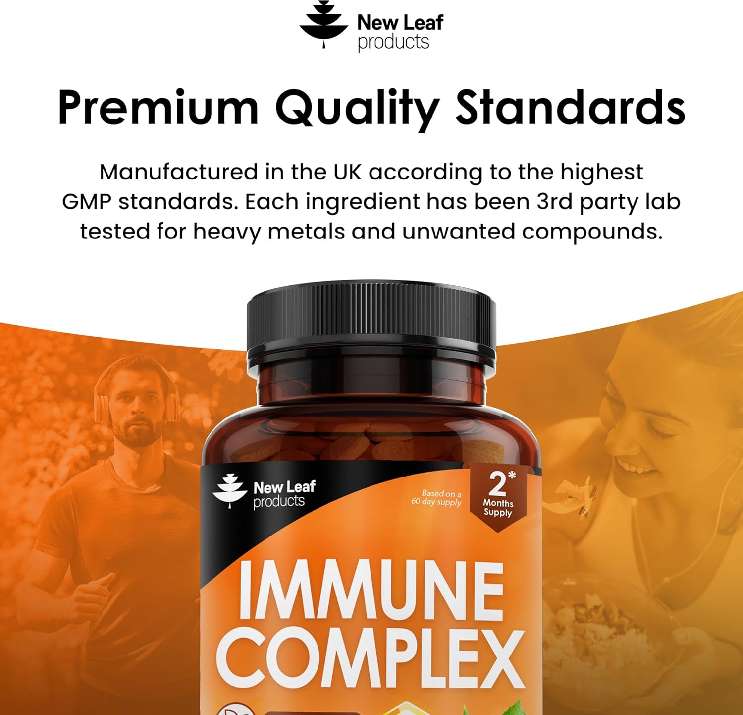 Vitamin D Tablets - Immune Booster Complex - Enriched with Immune System Vitamins C, D, B12, Zinc, Turmeric & Elderberry - Immune Support Made in The UK Immunity Booster by New Leaf 120 Tablets-4