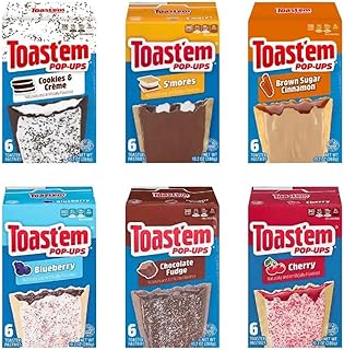 Toast'em Pop Ups Toaster Pastries | American | Multiple Flavours | 6 Toaster Pastries per Box | 288g | Pack of 6 | Similar to Pop Tarts