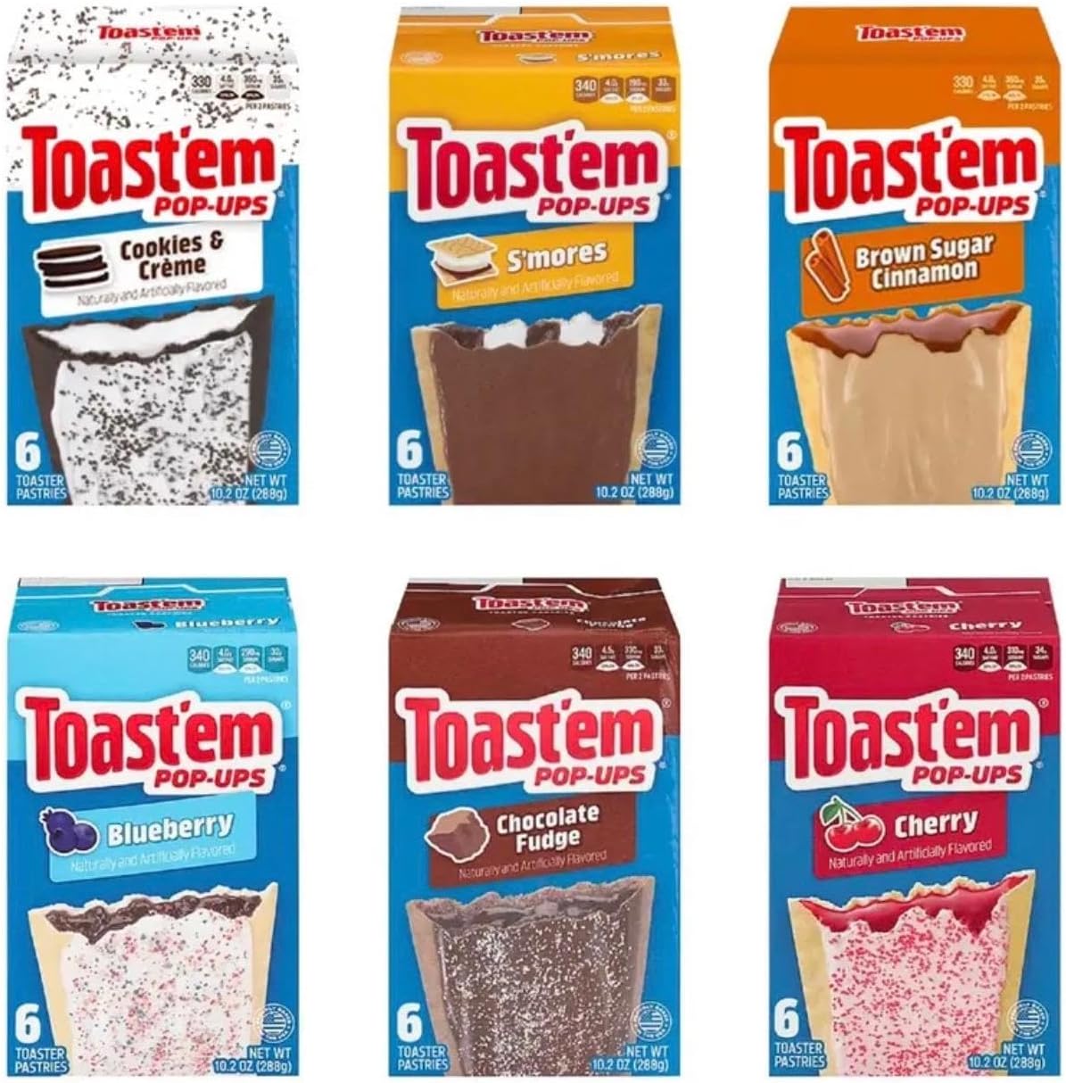 Toast'em Pop Ups Toaster Pastries | American | Multiple Flavours | 6 Toaster Pastries per Box | 288g | Pack of 6 | Similar to Pop Tarts-0