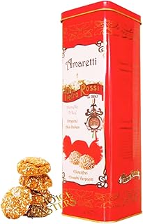 Amaretti Gift Tin | Traditional Crunchy Amaretti Maccaroon Biscuits | Authentic Italian | Individually Wrapped In a Red Gift | ‎Amaretti del Pietro Rossi 175 g