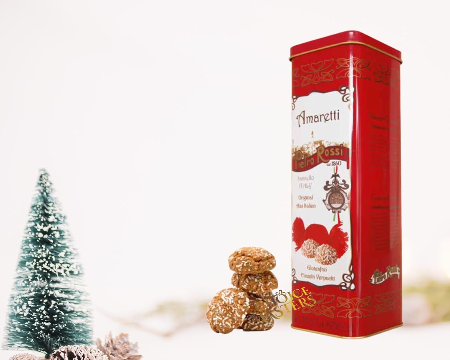 Amaretti Gift Tin | Traditional Crunchy Amaretti Maccaroon Biscuits | Authentic Italian | Individually Wrapped In a Red Gift | ‎Amaretti del Pietro Rossi 175 g-4