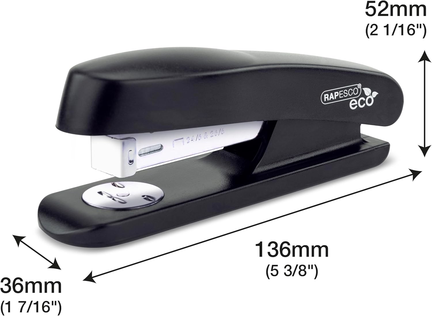 Rapesco 1756 Business Pack: 4 ECO Half Strip Staplers and 4 Boxes of 1000 26/6mm Staples, 20 Sheet Capacity, Black-5