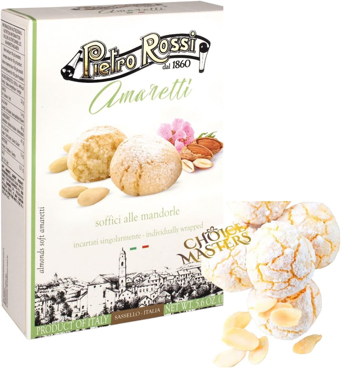 Amaretti Biscuits | Traditional Soft Amaretti | Authentic Italian | In A Green & White Gift Box | Classic160g-0