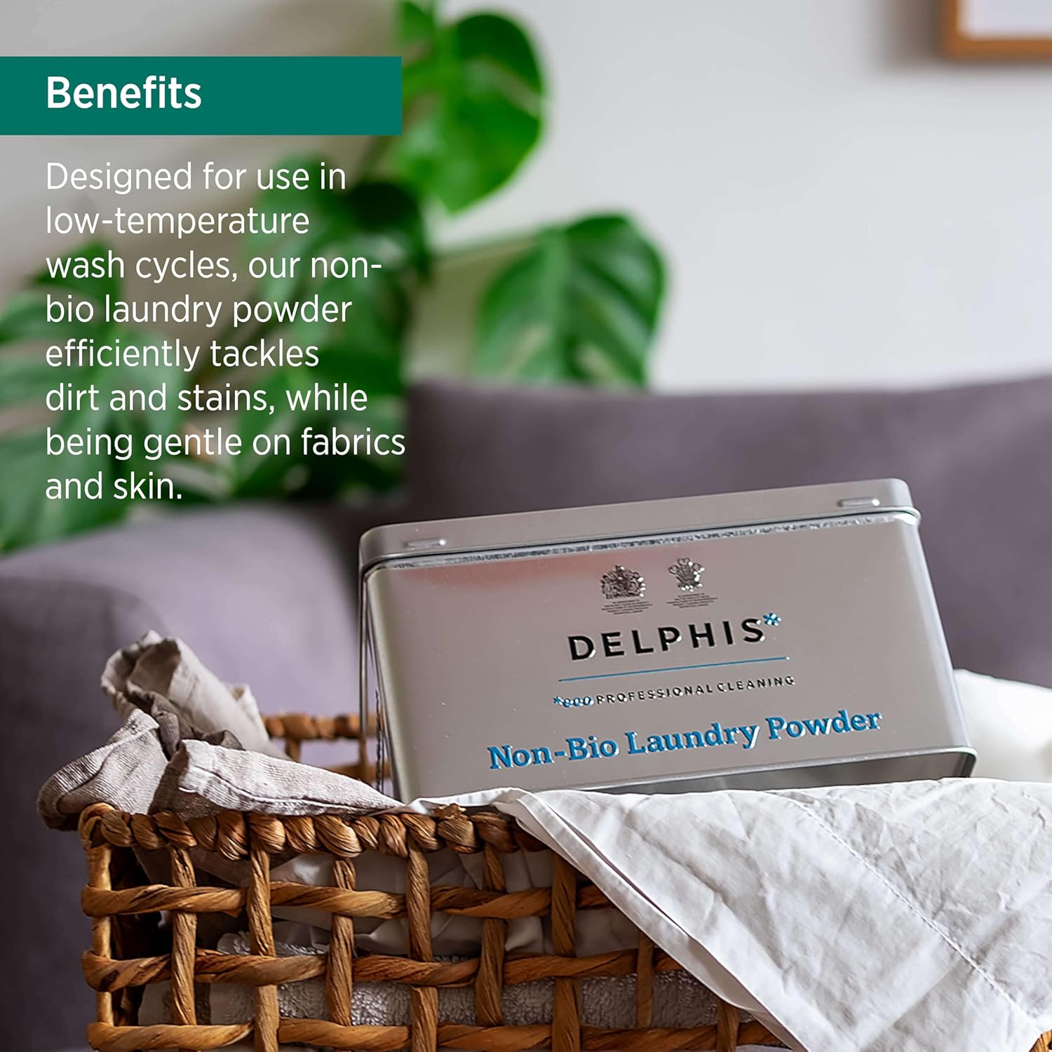 Delphis Eco Non-Bio Washing Powder + Free Collectors Tin | | 60 Washes | Eco-friendly Washing Powder | Sensitive Skin Laundry Detergent-5