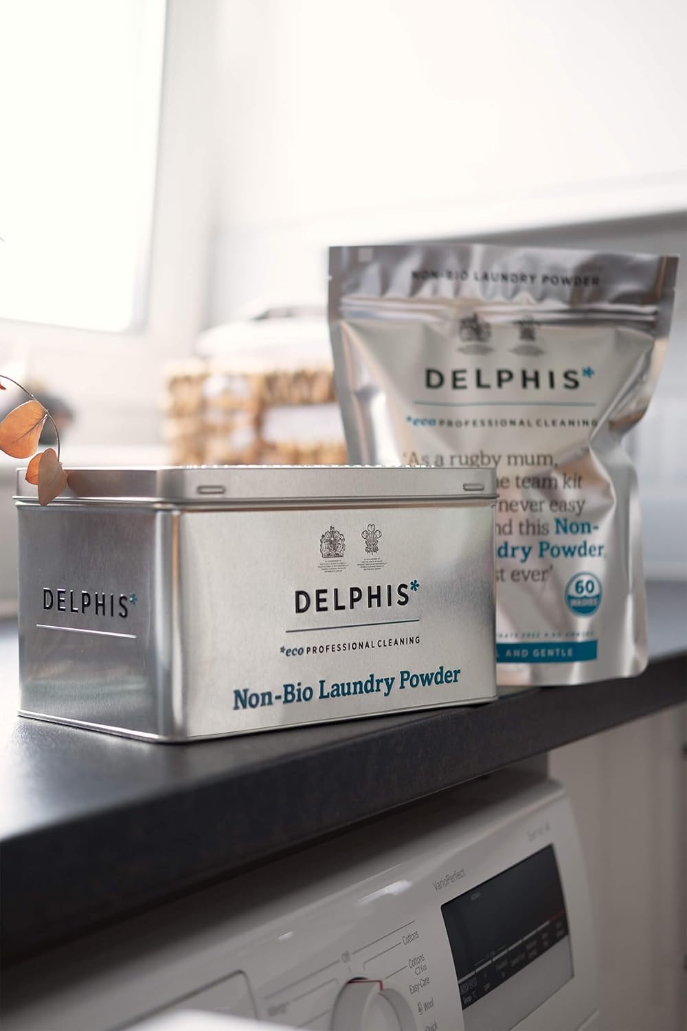 Delphis Eco Non-Bio Washing Powder + Free Collectors Tin | | 60 Washes | Eco-friendly Washing Powder | Sensitive Skin Laundry Detergent-6