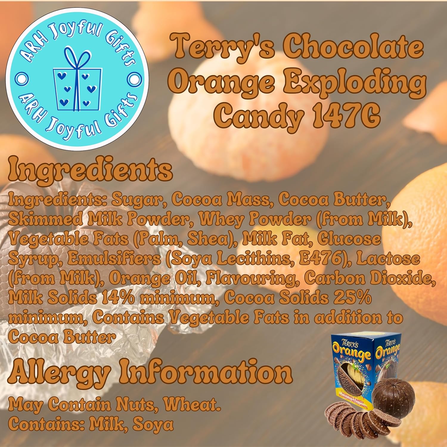 Terry's Chocolate Orange Exploding Candy 147g Pack of 1 - Burst of Orange Delight, Premium Chocolate Orange Gift Set, Treat for Christmas, Valentines & All Celebrations!-3