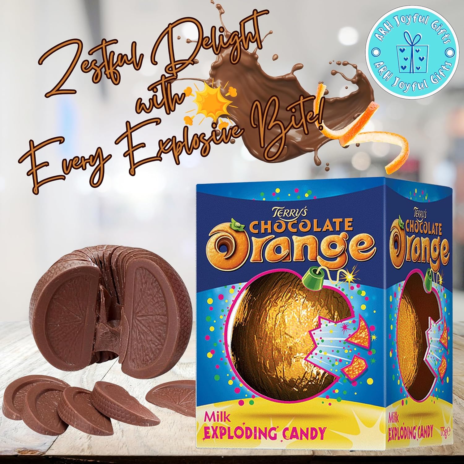 Terry's Chocolate Orange Exploding Candy 147g Pack of 1 - Burst of Orange Delight, Premium Chocolate Orange Gift Set, Treat for Christmas, Valentines & All Celebrations!-4