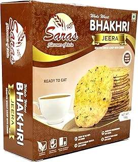 Saras Bhakhri Jeera - Pack of 3 | Roasted Wheat Crisps Infused with Cumin Seeds (Jeera) Flavor