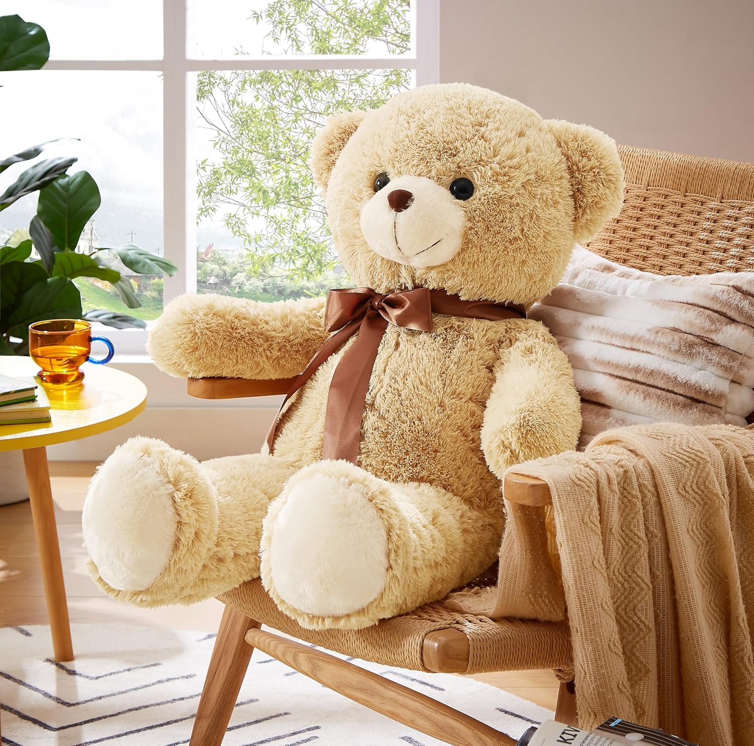 YunNasi Big Teddy Bear Giant Teddy Bear Large Teddy Bear Stuffed Animal Plush Soft Toy Gift for Birthday Christmas Valentine's Day New Year (35 Inch Light Brown)-3