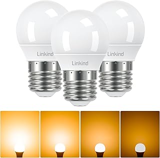 Linkind Dimmable E27 Screw LED Bulbs, 4.2W G45/P45 Golf Ball Mini Bulbs, 2700K Warm White, 40W Equivalent, 470lm, AC220-240V,Pack of 3