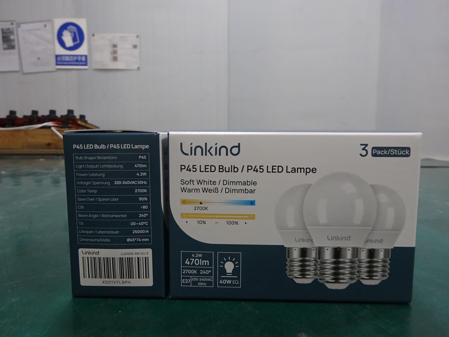 Linkind Dimmable E27 Screw LED Bulbs, 4.2W G45/P45 Golf Ball Mini Bulbs, 2700K Warm White, 40W Equivalent, 470lm, AC220-240V,Pack of 3-6