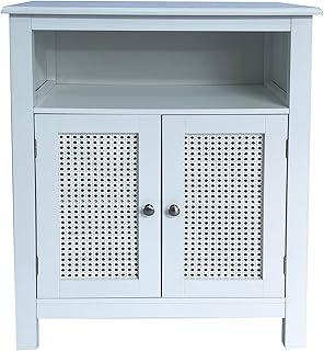 ASPECT Vera Faux Rattan 2-Door Storage Cabinet,White