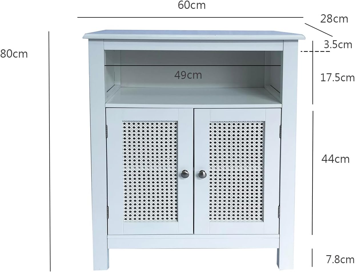 ASPECT Vera Faux Rattan 2-Door Storage Cabinet,White-2