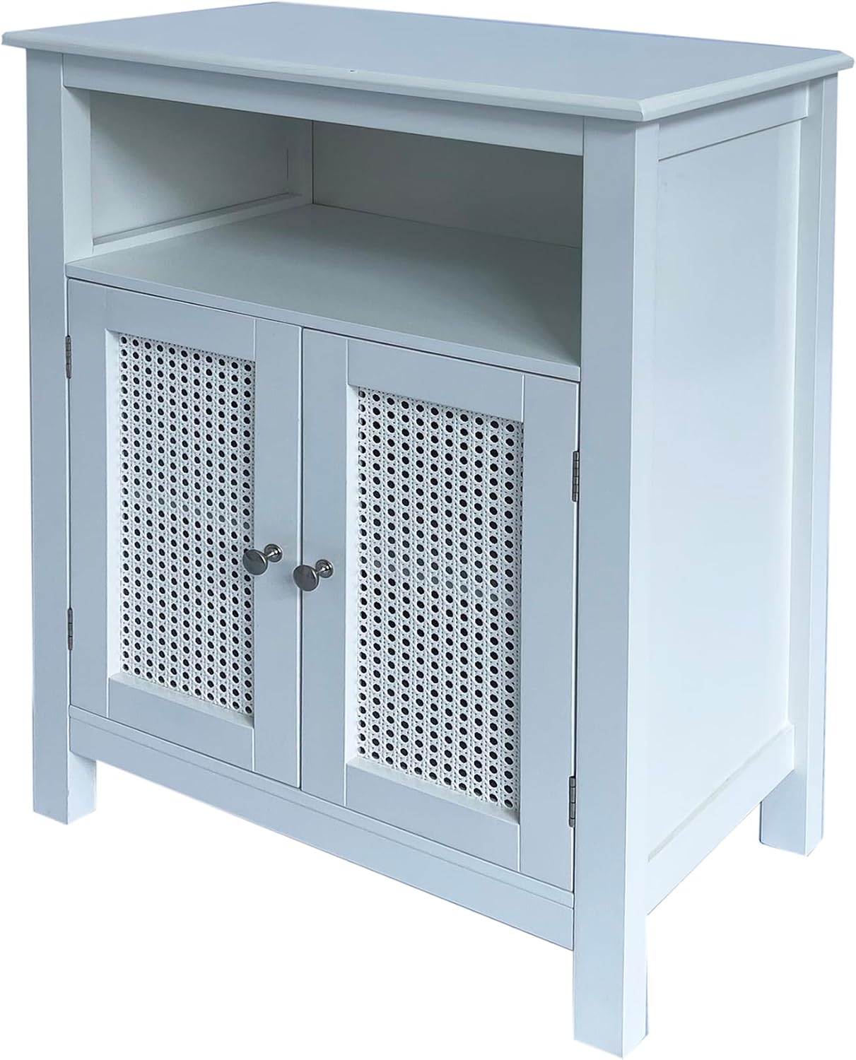 ASPECT Vera Faux Rattan 2-Door Storage Cabinet,White-3