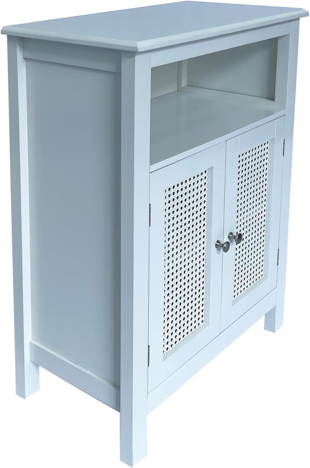 ASPECT Vera Faux Rattan 2-Door Storage Cabinet,White-4