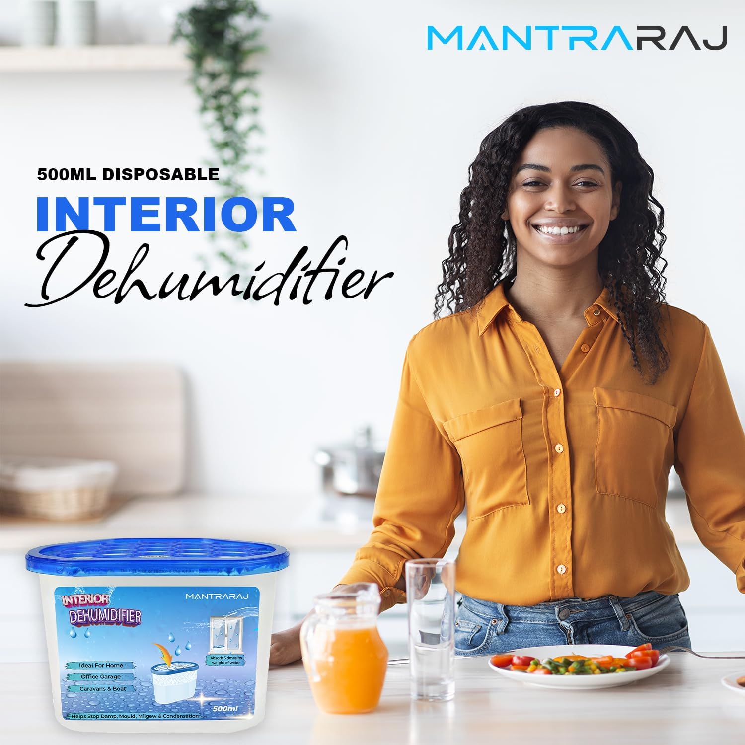 MantraRaj 500ml Interior Dehumidifier Disposable Pack Of 12 Moisture Absorber Dehumidifiers for Damp, Mould, Moisture in Home, Kitchen, Wardrobe, Bedroom, Caravan, Office, Garage, Bathroom, Basement-2