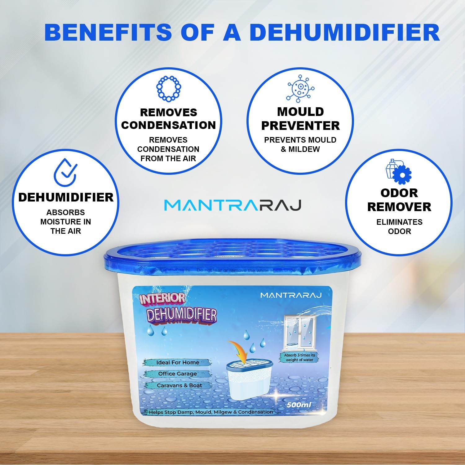 MantraRaj 500ml Interior Dehumidifier Disposable Pack Of 12 Moisture Absorber Dehumidifiers for Damp, Mould, Moisture in Home, Kitchen, Wardrobe, Bedroom, Caravan, Office, Garage, Bathroom, Basement-5