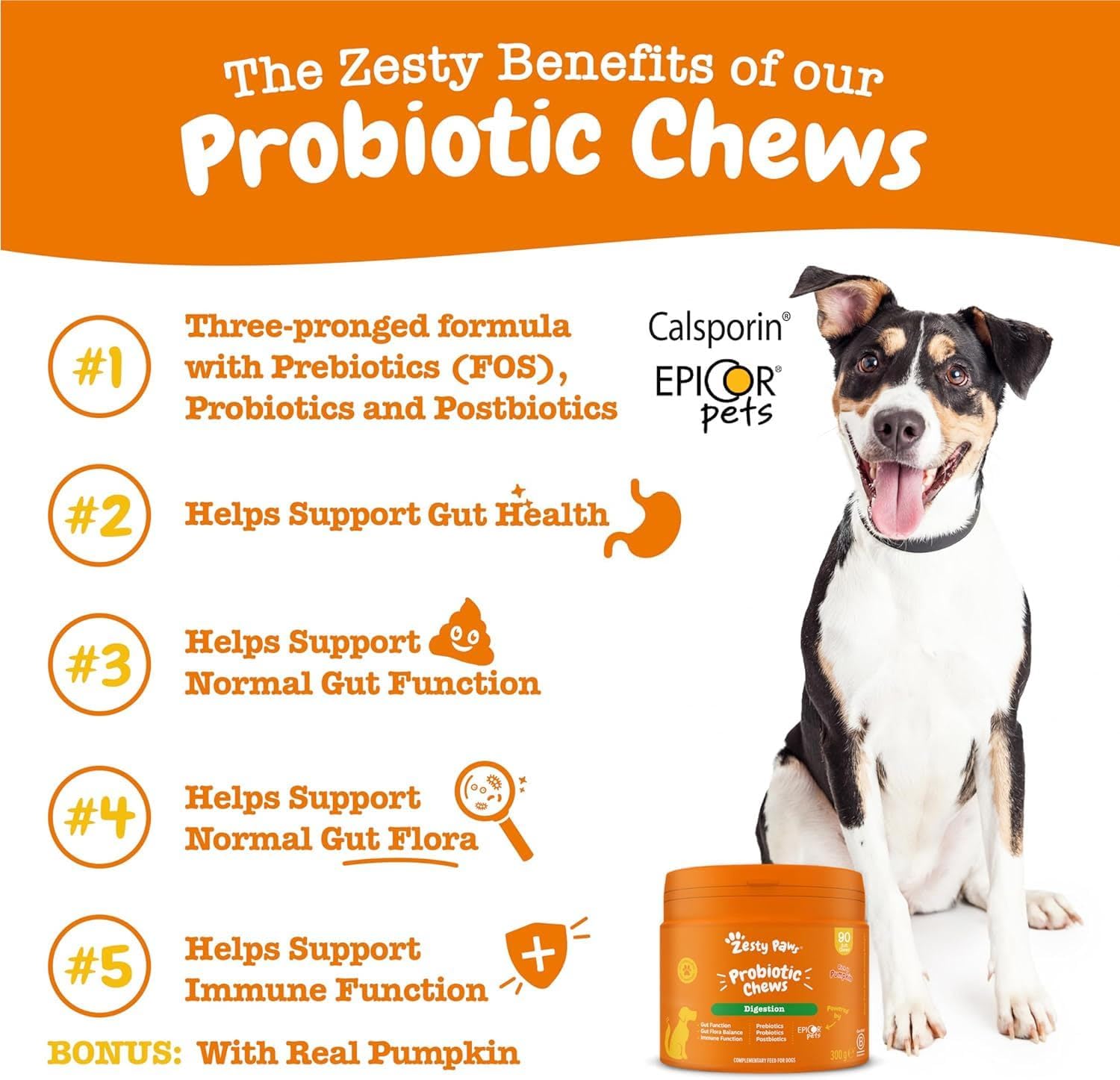 Zesty Paws Probiotic Chews for Dogs | Dog Probiotic Supplements for Digestive Care & Diarrhea Treatment - Dog diarrhea treatment support and Digestive Treats - Health Supplies for UK Dogs | 90 Pcs-2