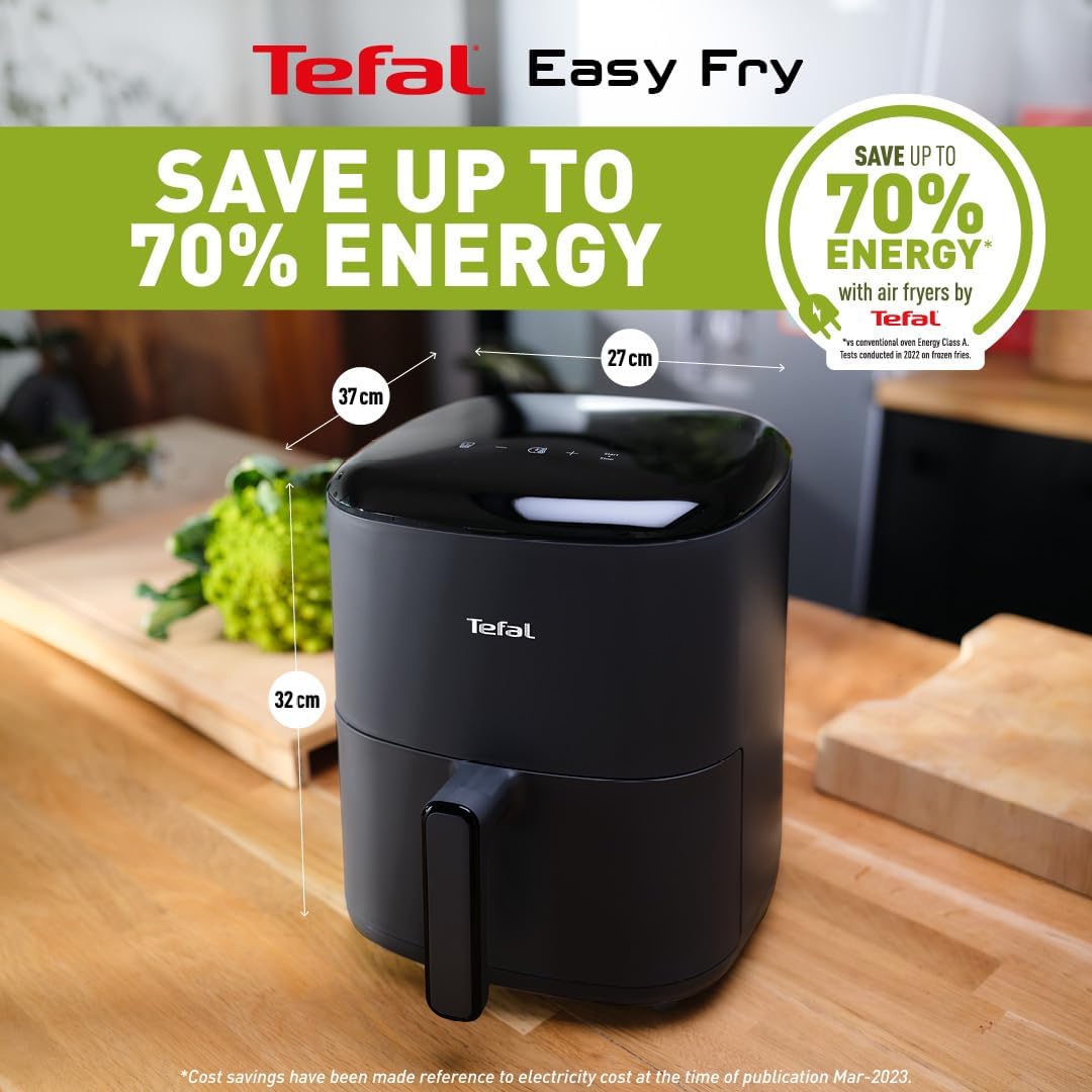 Tefal Easy Fry Max Digital Air Fryer, 5L, 10in1, Uses No Oil, Air Fry, Extra Crisp, Roast, Bake, Reheat, Dehydrate, 6 Portions, Non-Stick, Dishwasher Safe Baskets, Black EY245840-1