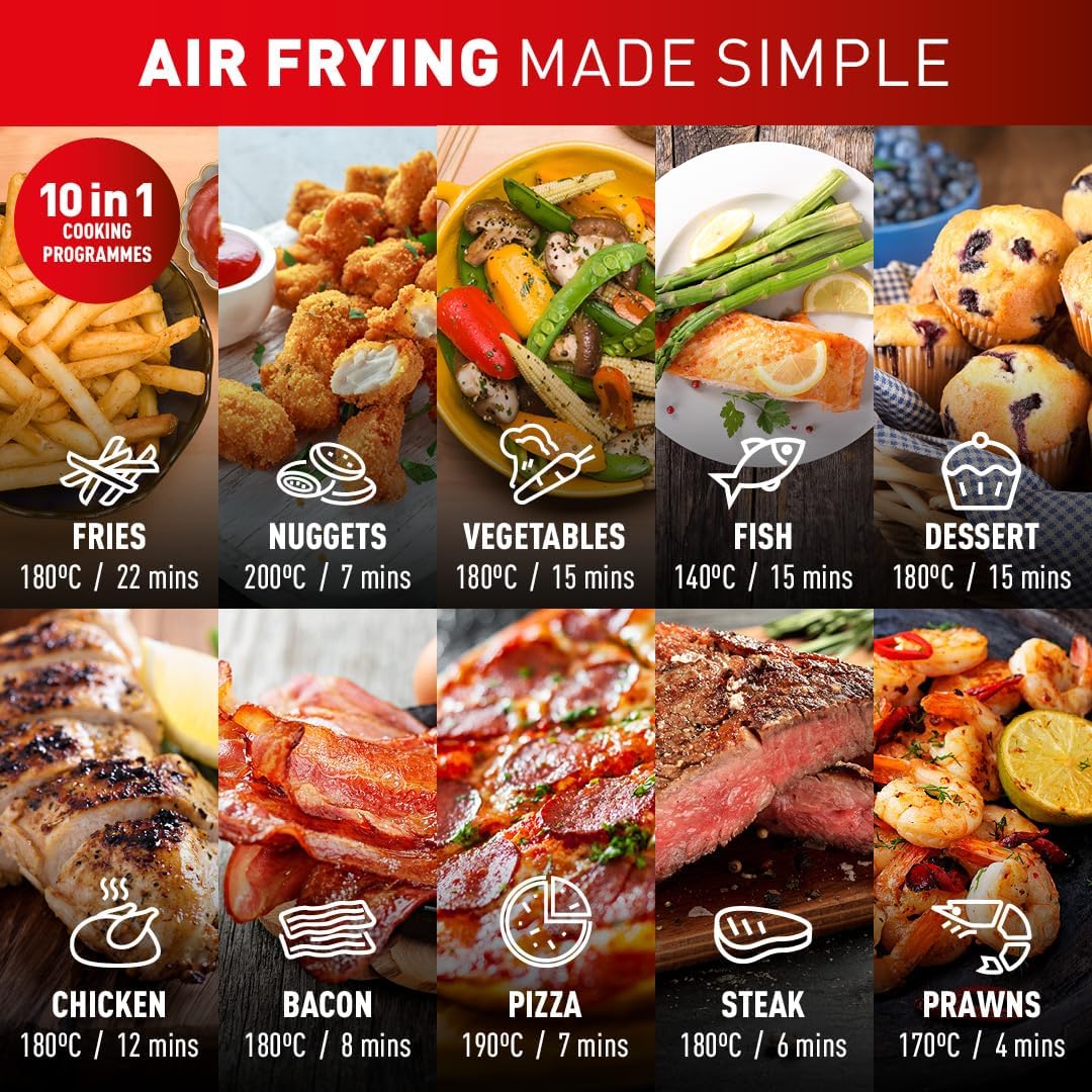 Tefal Easy Fry Max Digital Air Fryer, 5L, 10in1, Uses No Oil, Air Fry, Extra Crisp, Roast, Bake, Reheat, Dehydrate, 6 Portions, Non-Stick, Dishwasher Safe Baskets, Black EY245840-4