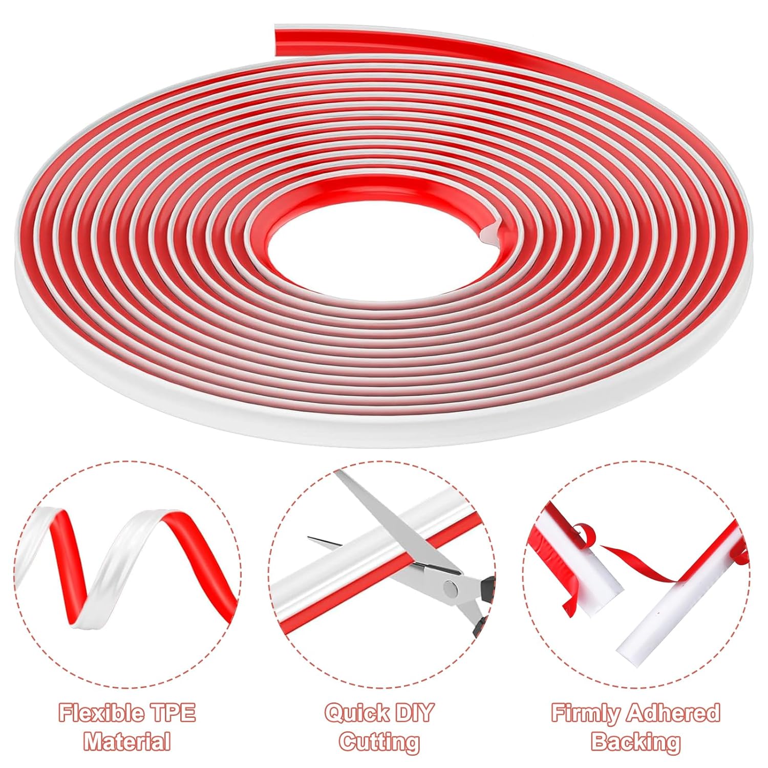 Quadrant Trim,3M Flexible Moulding Wall Corner Trim Self Adhesive, Plastic Wall Corner Edging Strip for Cabinet Countertop Ceiling Floor,Skirting Board,Moulding Trim,Caulk Strip(3M,12mm*9mm)-2