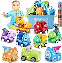 Car Toys for 1 2 Year Old, Animal Car Toy for 12-18 Months Baby, Pull Back Cars Dinosaur Toys Car Set for Boys, with Large Mat and Box, 1st Birthday Gift for Toddlers