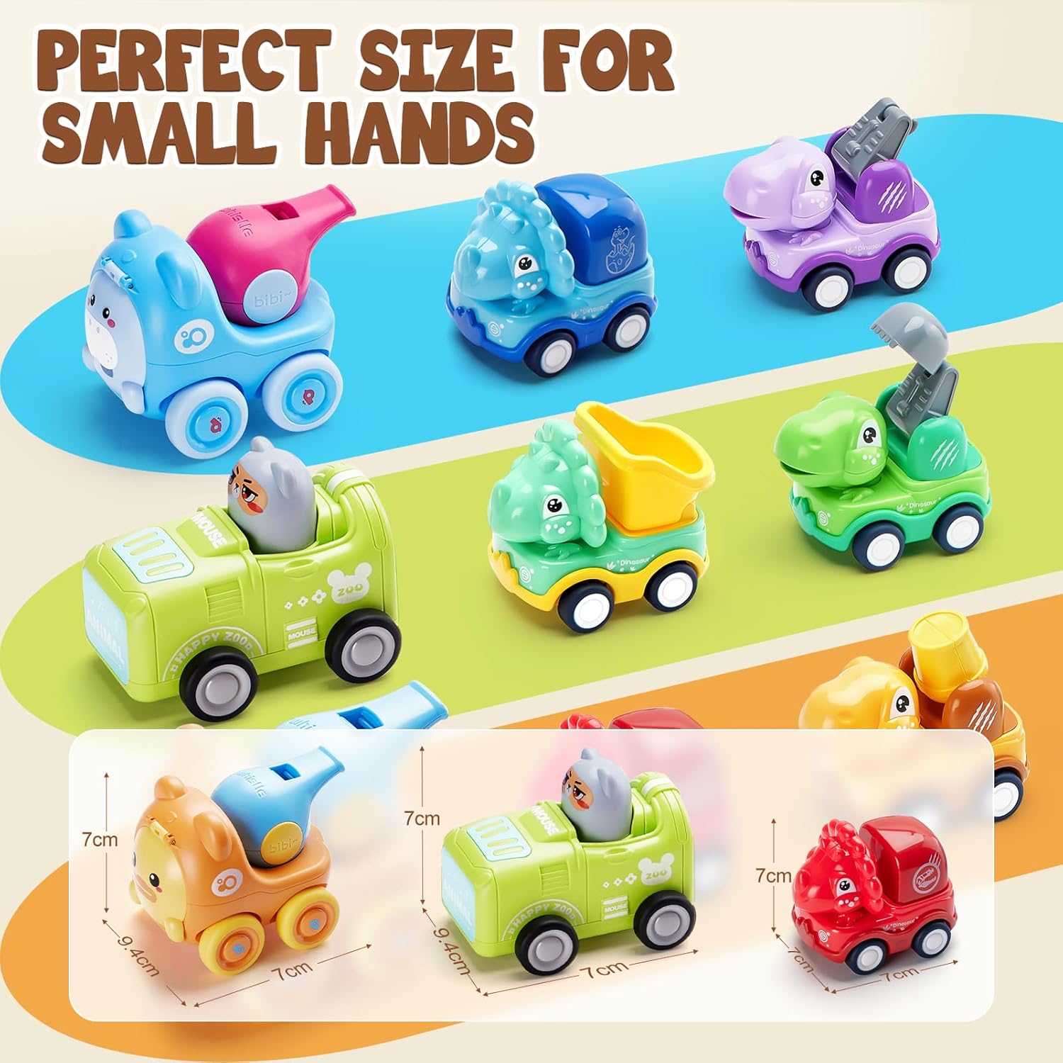 Car Toys for 1 2 Year Old, Animal Car Toy for 12-18 Months Baby, Pull Back Cars Dinosaur Toys Car Set for Boys, with Large Mat and Box, 1st Birthday Gift for Toddlers-7