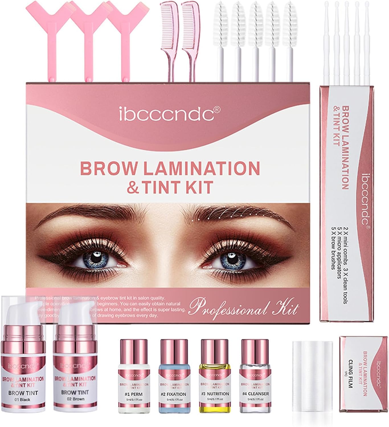 Lash Eyebrow Lamination Kit, Upgrade Brow Lift Kit,DIY Eye Brow Lift Kit for Natural Trendy Shaping Brow with Black Brown Color Eyebrow Dye Thicker Brows, Easy to Use and Long Lasting Results-0