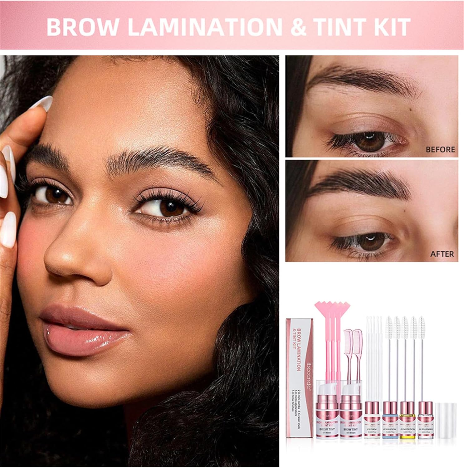 Lash Eyebrow Lamination Kit, Upgrade Brow Lift Kit,DIY Eye Brow Lift Kit for Natural Trendy Shaping Brow with Black Brown Color Eyebrow Dye Thicker Brows, Easy to Use and Long Lasting Results-4