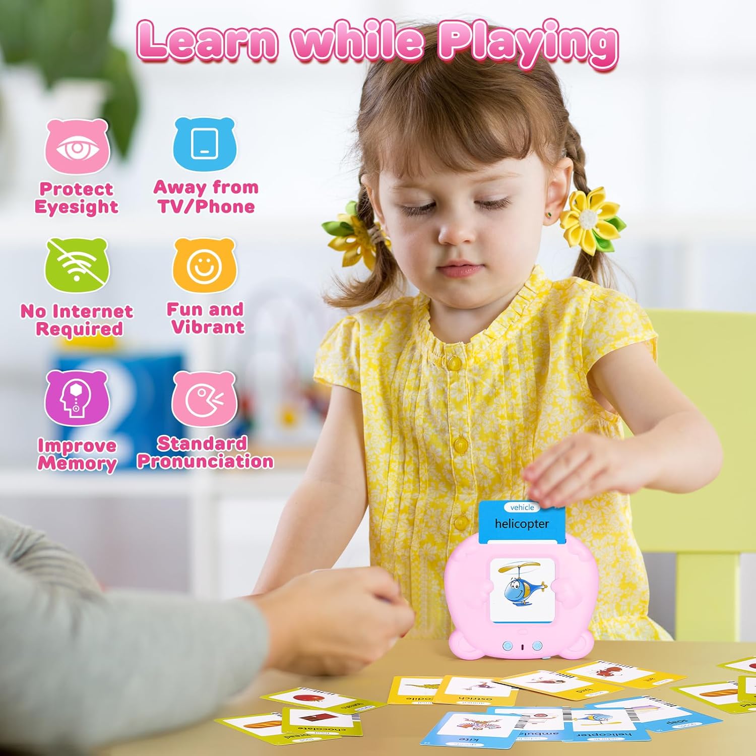 Talking Flash Cards for Toddlers, Early Educational Toys for 2 3 4 5 6 Year Old Boys Girls, 224 Words 112 Double Sided Flashcards Preschool Learning Reading Toys Montessori Interactive Gifts for Kids-1