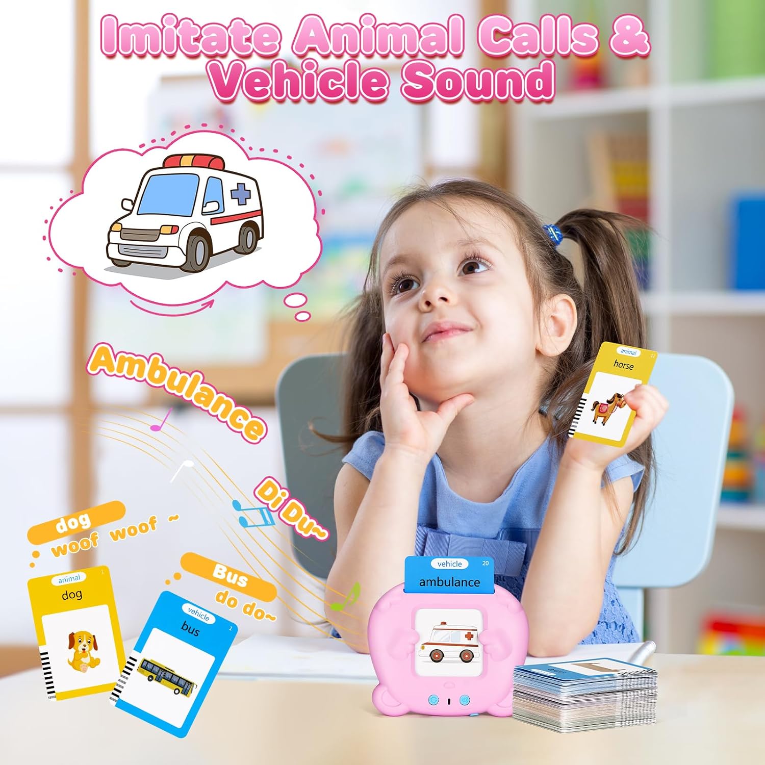 Talking Flash Cards for Toddlers, Early Educational Toys for 2 3 4 5 6 Year Old Boys Girls, 224 Words 112 Double Sided Flashcards Preschool Learning Reading Toys Montessori Interactive Gifts for Kids-3