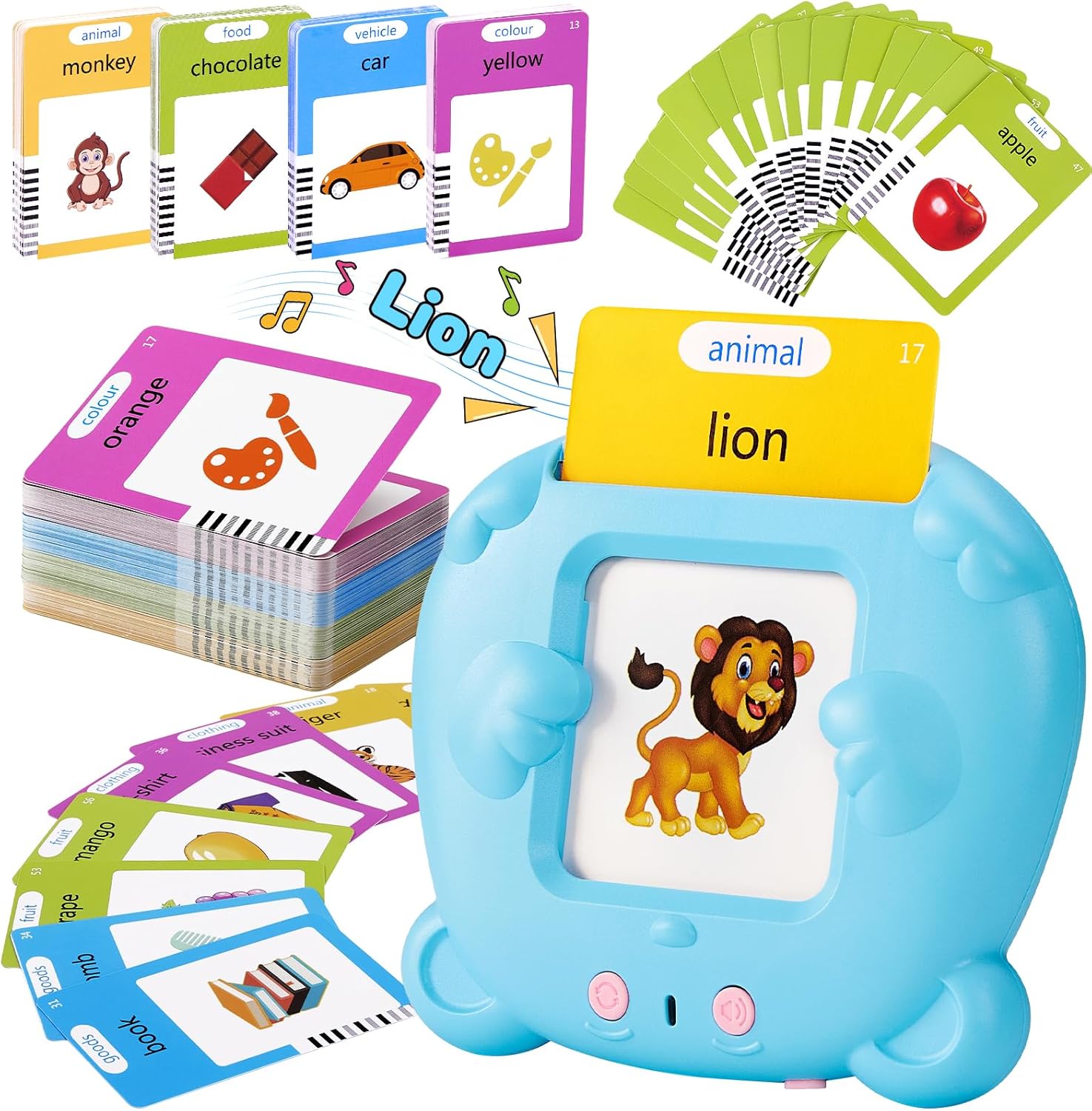 Talking Flash Cards for Toddlers, Early Educational Toys for 2 3 4 5 6 Year Old Boys Girls, 224 Words 112 Double Sided Flashcards Preschool Learning Reading Toys Montessori Interactive Gifts for Kids-0