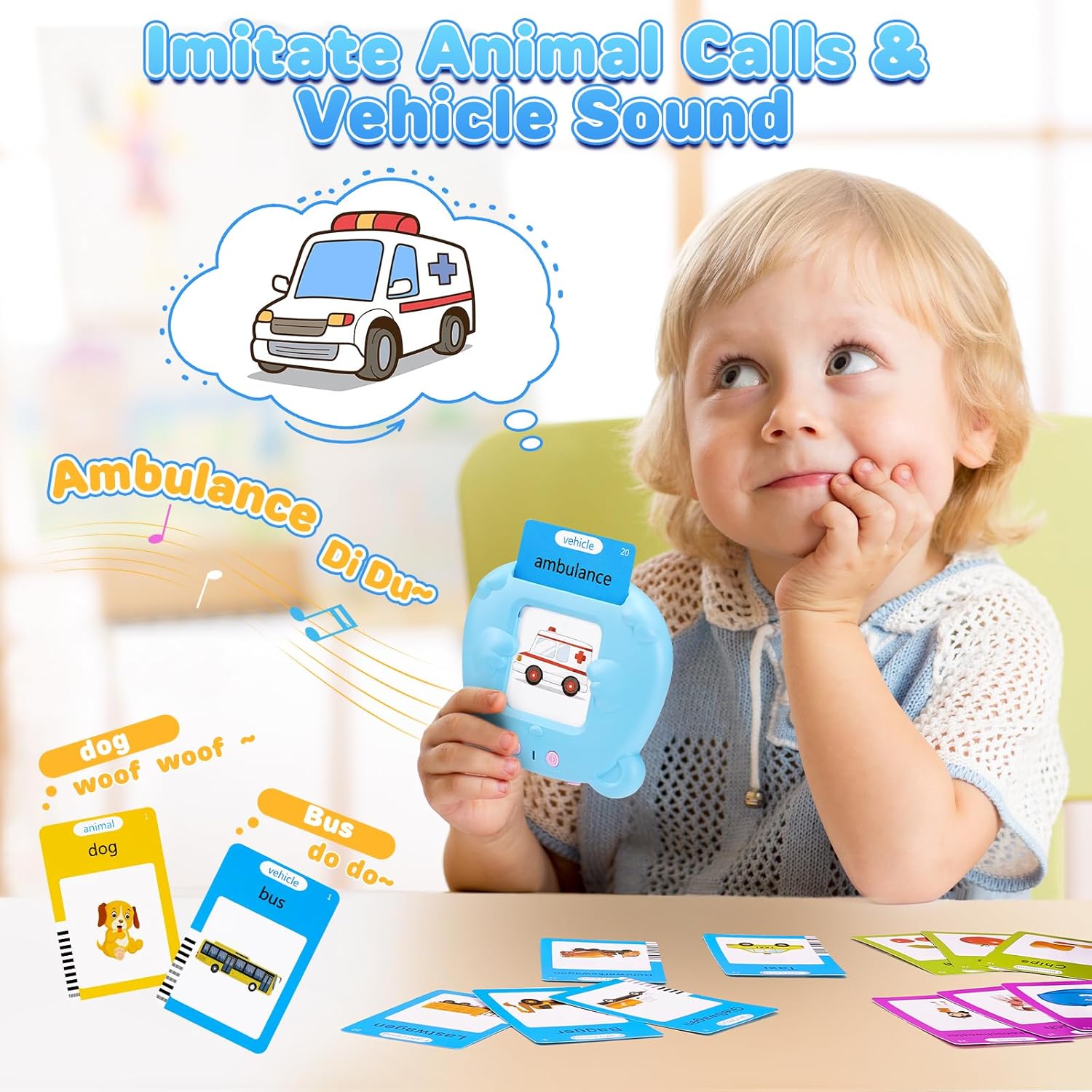 Talking Flash Cards for Toddlers, Early Educational Toys for 2 3 4 5 6 Year Old Boys Girls, 224 Words 112 Double Sided Flashcards Preschool Learning Reading Toys Montessori Interactive Gifts for Kids-3