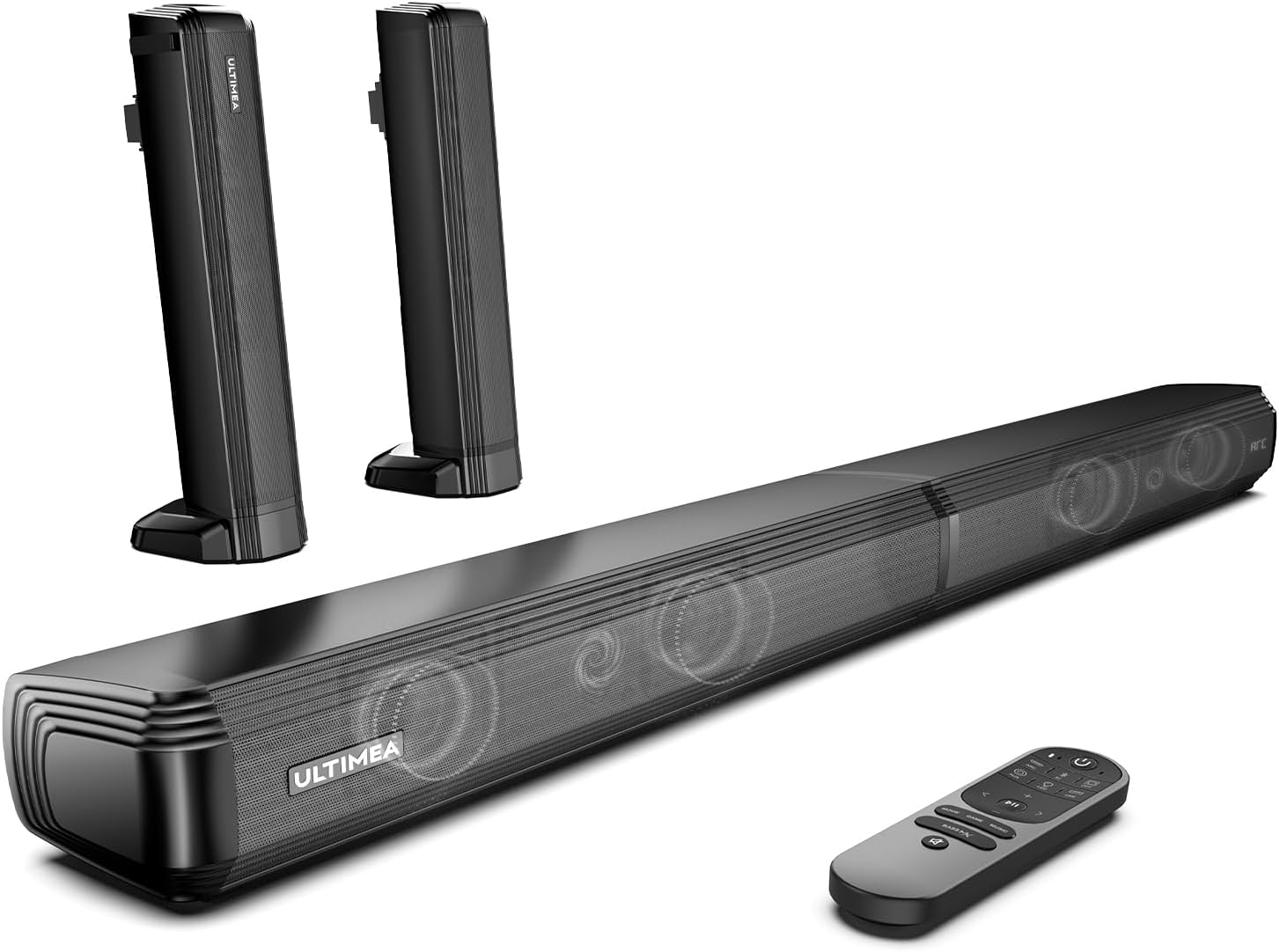 ULTIMEA 2.2ch Sound Bars for TV, Peak Power 100W, 2-in-1 Detachable Bluetooth 5.3 Soundbar for TV, 3 EQ Modes, Bass Adjustable for TV Speakers, ARC/Optical/Aux/Wall Mount, Apollo S40 Detachable Series-0