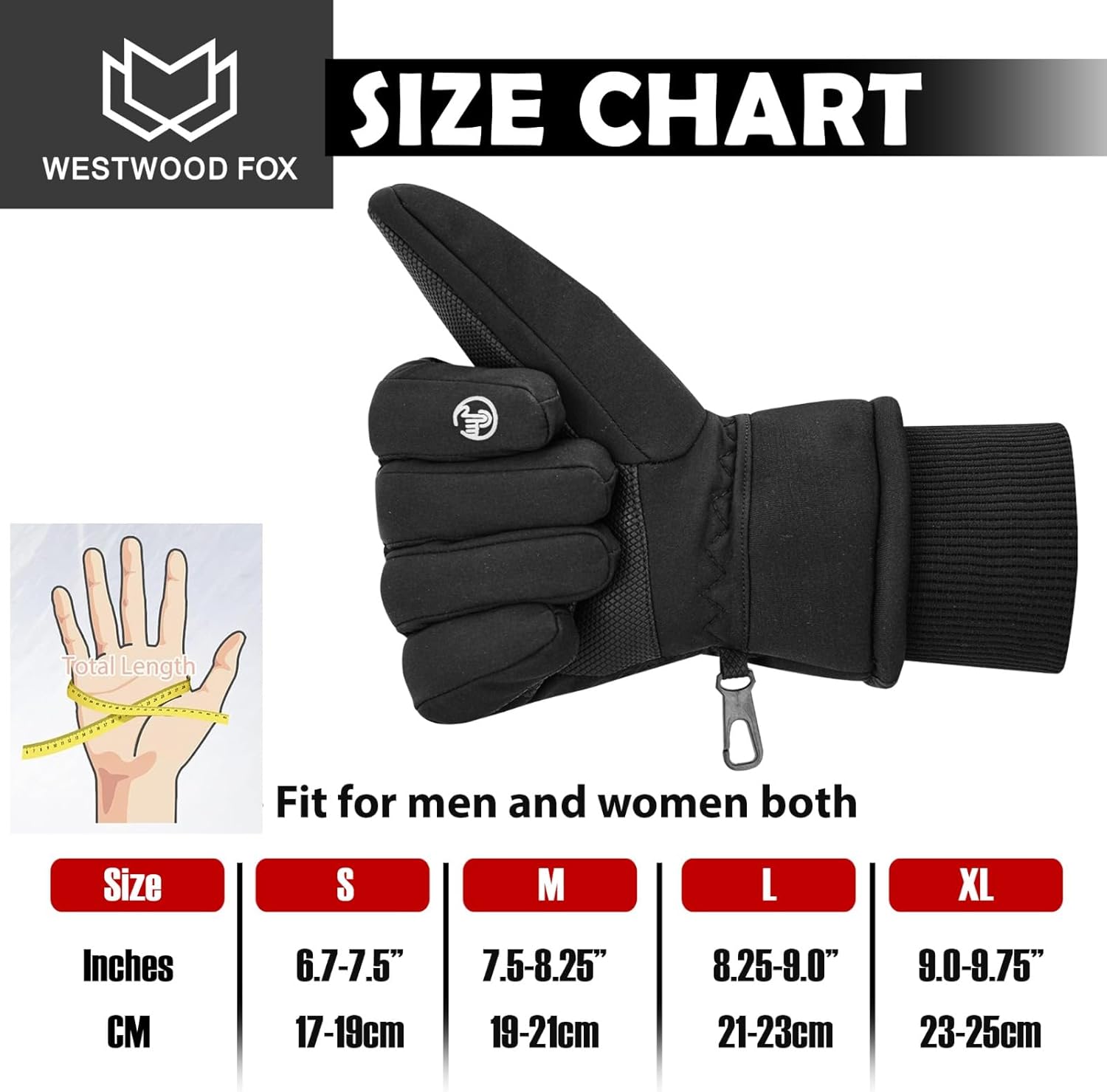 WESTWOOD FOX Waterproof Winter Gloves for Men,Windproof, Warm Ski Gloves, Touchscreen, Anti-Slip Grip Gloves for Cycling, Snowboarding, Hiking, Running, Driving and Outdoor Sports-5