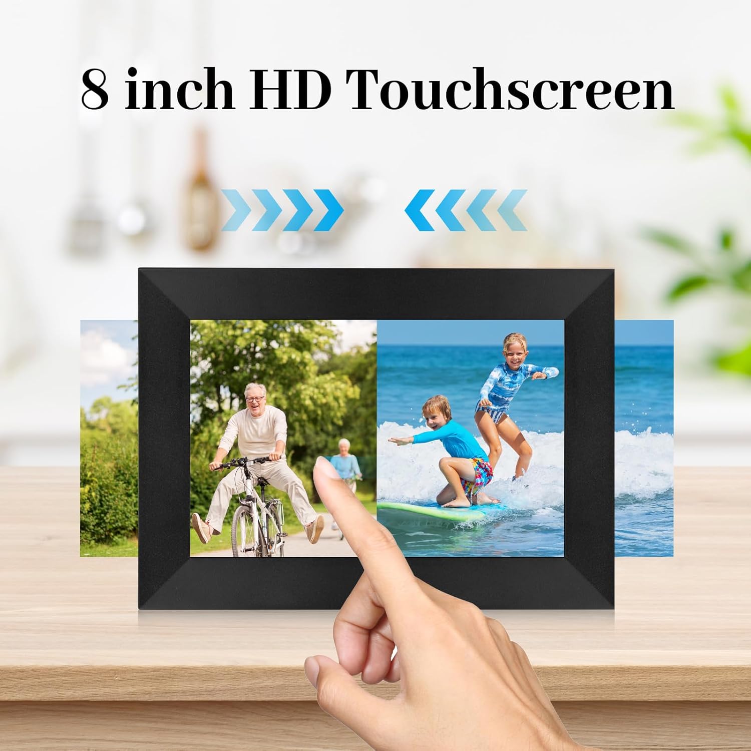 WIFI Digital Photo Frame 8 Inch,800 * 1280 IPS Touch Screen Digital Picture Frame,Auto-Rotate Smart Picture Frame,Easy Setup to Share Photos or Videos via Frameo APP-3