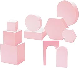 Kokoie 10pcs/set Photography Props Cube Foam Geometry Product Photography Posing Props Solid Blocks, Geometric Photo Shoot Blocks, Geometric Cube Props for Photoshoot (Pink)