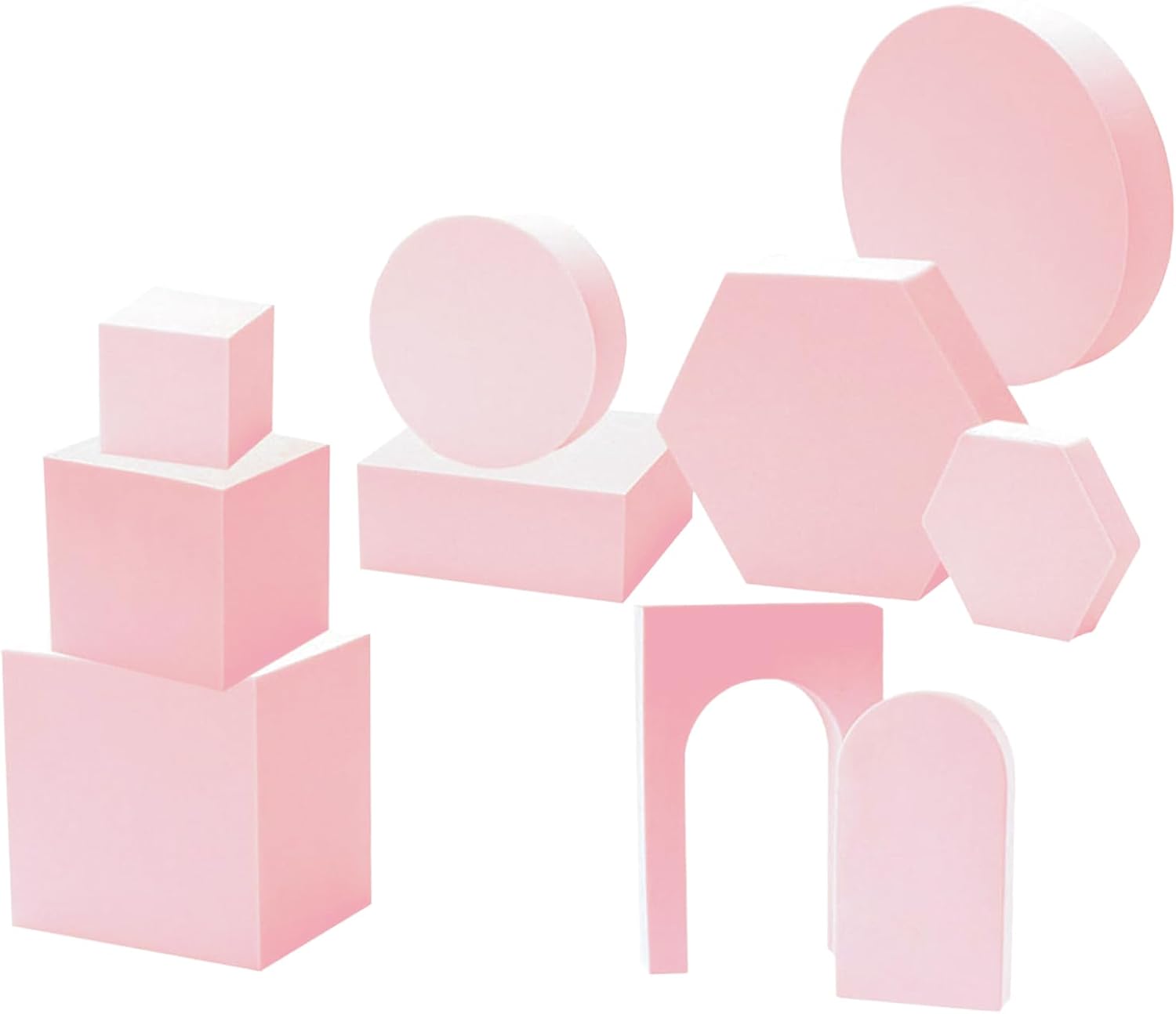 Kokoie 10pcs/set Photography Props Cube Foam Geometry Product Photography Posing Props Solid Blocks, Geometric Photo Shoot Blocks, Geometric Cube Props for Photoshoot (Pink)-0