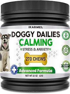 iKarmel Doggy Dailies | Dog Calming Products | Anxiety Support | Anti Stress & Nervous Treats | 270 Dogs Chew Supplements | Calm in 4-6 Weeks