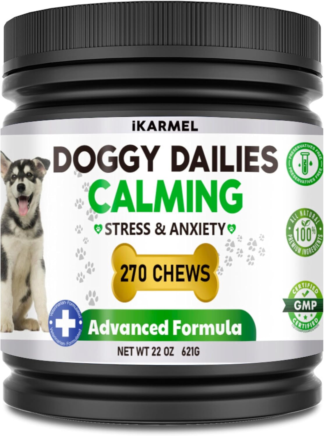 iKarmel Doggy Dailies | Dog Calming Products | Anxiety Support | Anti Stress & Nervous Treats | 270 Dogs Chew Supplements | Calm in 4-6 Weeks-0