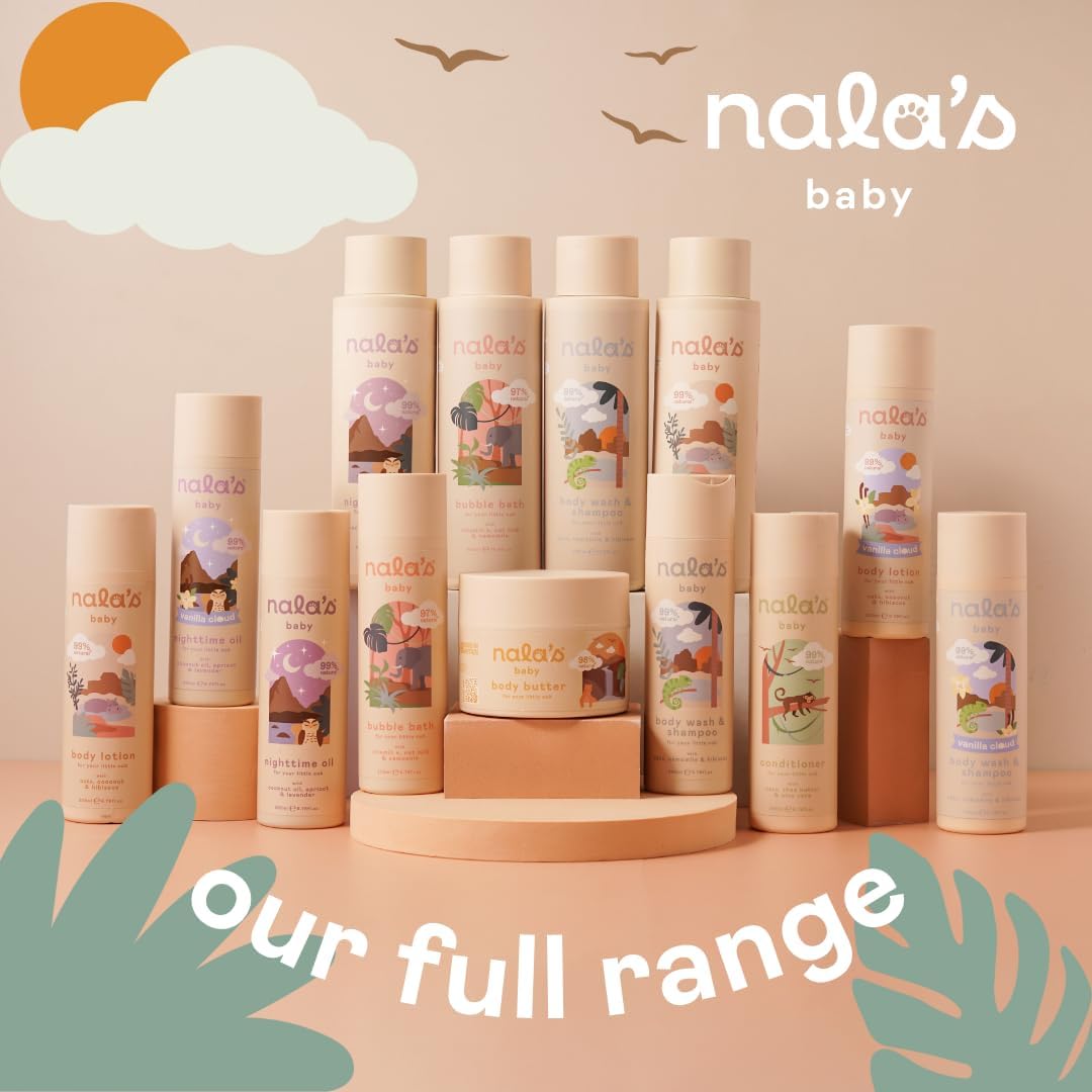 Nala's Baby Bedtime Gift Set | Body Wash & Shampoo, Nighttime Oil, Bubble Bath |Award-Winning | Dermatologist and Paediatrician-Approved | Vegan | Nalas Baby-5