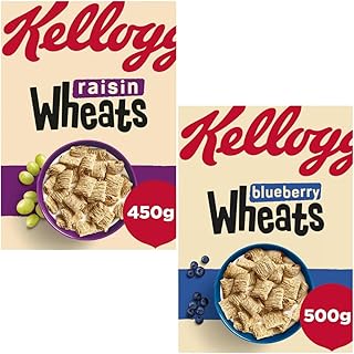 Breakfast Cereal Bundle with Kellogg's Raisin Wheats 500g & Blueberry Wheats 500g (2 Pack)