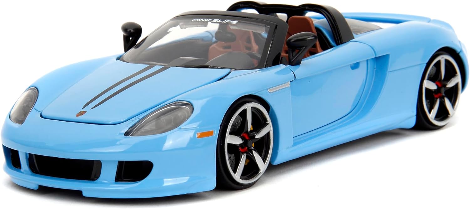 Jada Pink Slips 1:24 W6 Porsche Carrera GT Die-Cast Car, Toys for Kids and Adults(Light Blue)-2