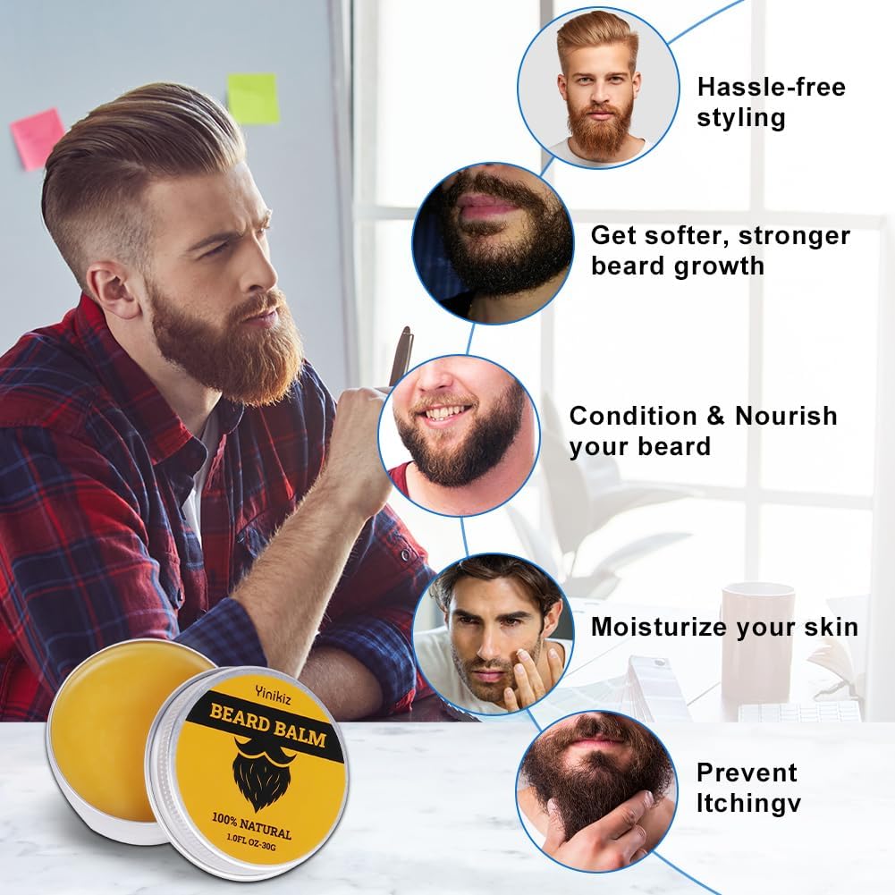 LOPHE Beard Balm for Men, Natural Beard Care Blends Organic Beard Oil Leave-In Beard Wax Conditioner Facial Hair Moisturiser for Softening Hair, Eliminating Beard Dandruff, Healthy Beard Growth(30g)-4