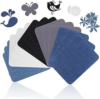 TOPBELIEF 15 Pcs Iron on Patches for Jeans Repair, Denim Jean Repair Patches, 12.5 x 9.5 cm Rectangular Sew On Patches, Elbow Patches, Self Adhesive Fabric Patches for Clothing, Jeans, Jackets