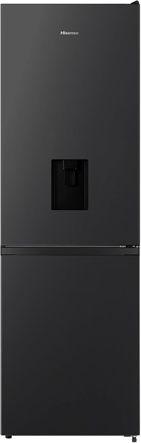 Hisense RB390N4WBE 60cm Freestanding 60/40 Fridge Freezer - 304 litre capacity - Total No Frost - Non-plumbed Water Dispenser - Black - F Rated, H186 x W59.5 x D59.0-0