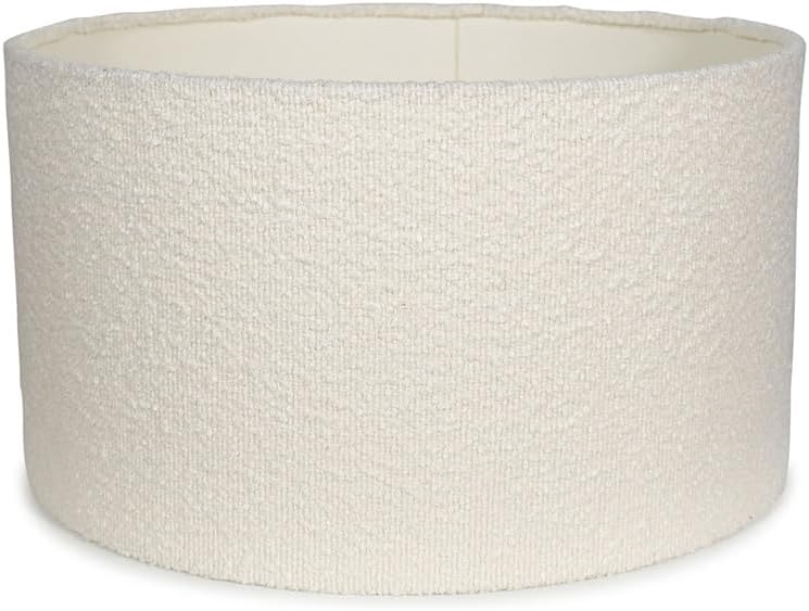 Modern Cream Boucle Cylinder Ceiling Pendant Lampshade/Table Lamp Drum Light Shade - Medium-0