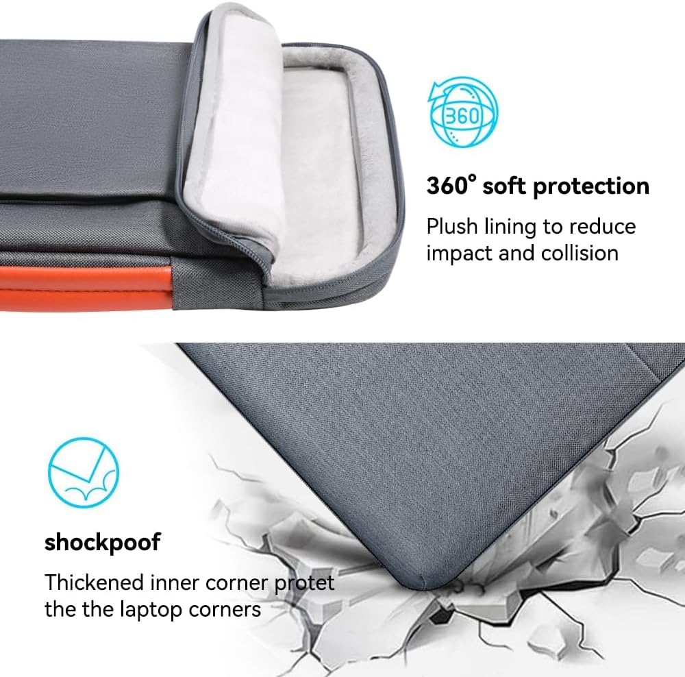 Landici Laptop Case Sleeve 14 15 Inch with Handle, 360°Protective Waterproof Computer Cover Bag Compatible with MacBook Air M2 15, MacBook Pro 14/15, 13.5 Surface Laptop 4/5, Chromebook 14, Grey-2