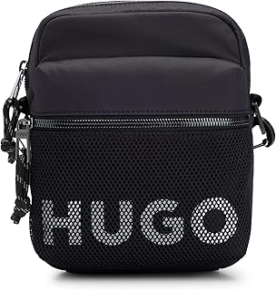 HUGO Mens Hans NS Zip Reporter bag with contrast logo and mesh overlay Size