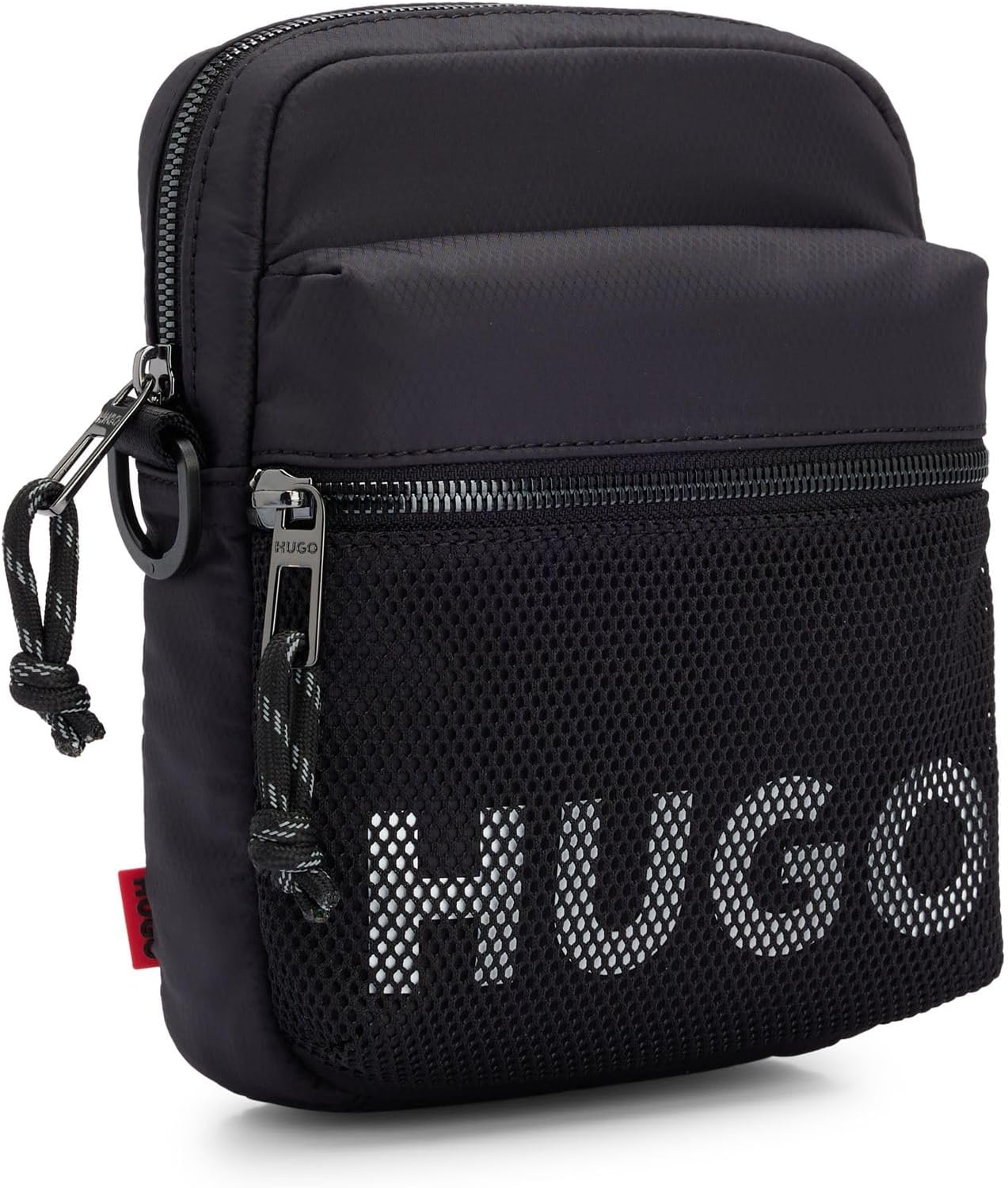 HUGO Mens Hans NS Zip Reporter bag with contrast logo and mesh overlay Size-2